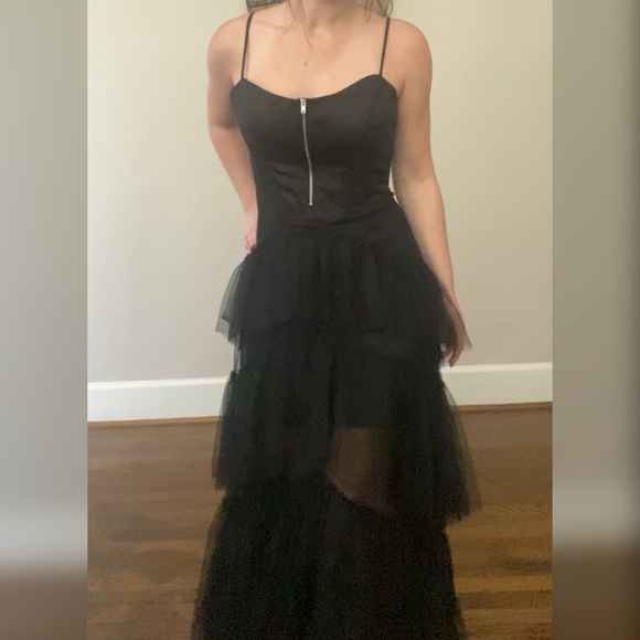 boutique Dresses & Skirts - Black corset tiered ruffle prom dress with